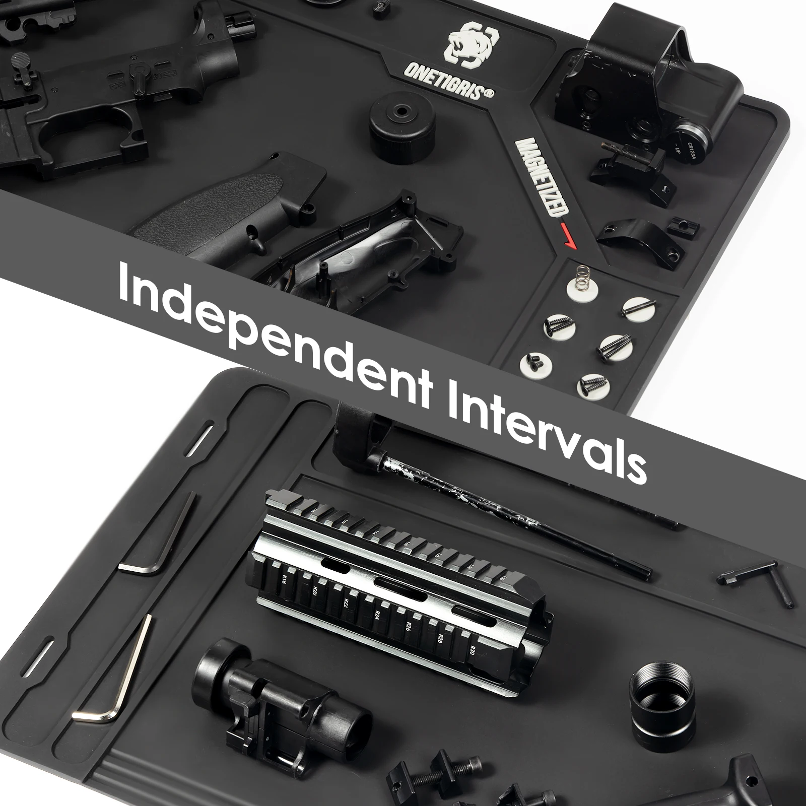 ONETIGRIS Pistolenreinigungsmatte, Gewehrpistolenpistolenmatte mit magnetischen Punkten, rutschfest, ölbeständig, groß (35,5 x 11,9 Zoll) Geschenke für den Freund