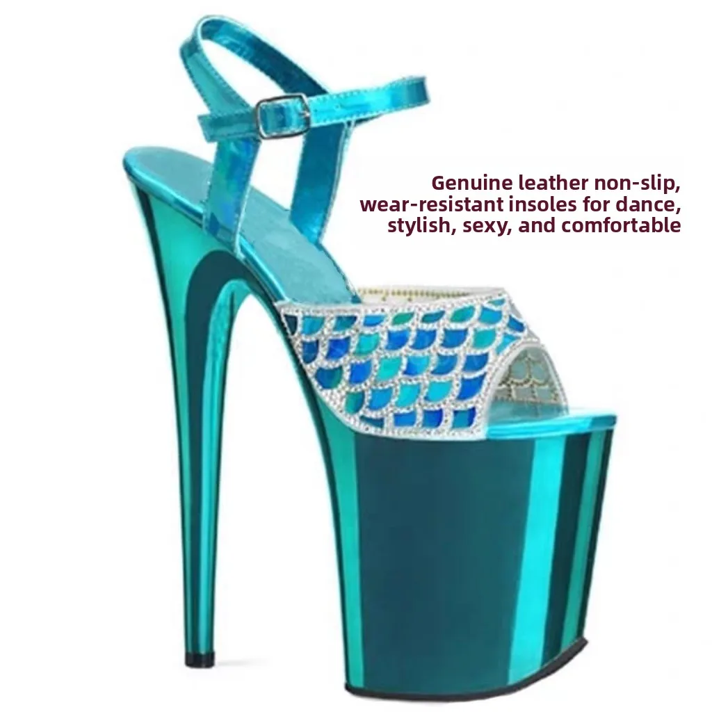 20cm High Heels Steel Pole Dance Shoes Electroplated Waterproof Platform Anti-slip Cool Resistant Women's Fashion Sandals