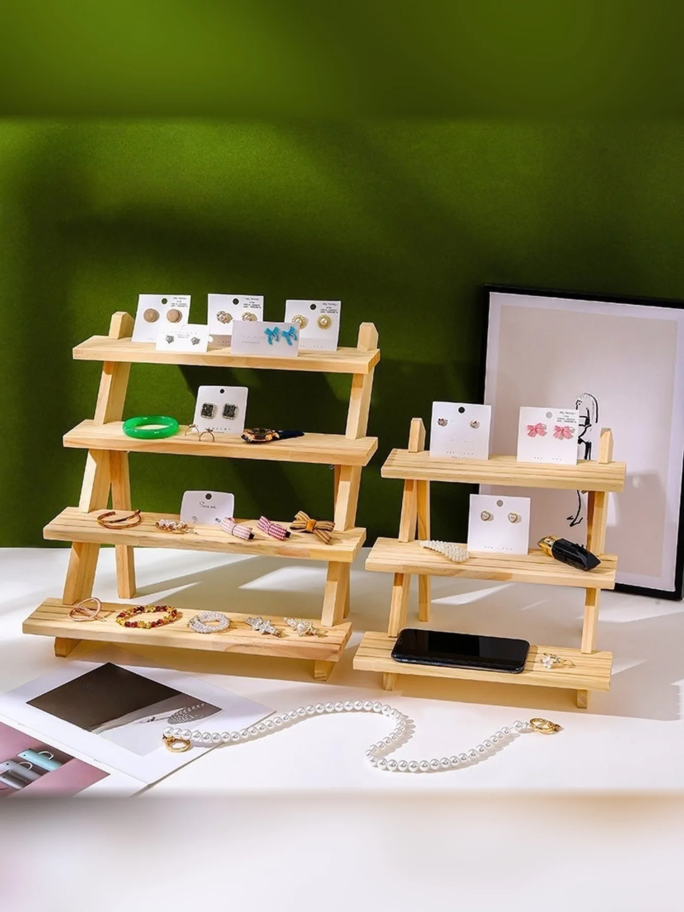 Display Stand Solid Wood Earrings Display Rack Jewelry Rack Figure Doll Stall Cardboard Jewelry Rack