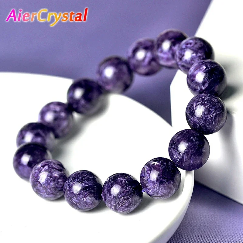 

Natural Charoite Beads Bracelet Amethyst Stone Crystal Women Fashion Jewelry Single Circle Elastic Rope Charoite Bracelet Gifts