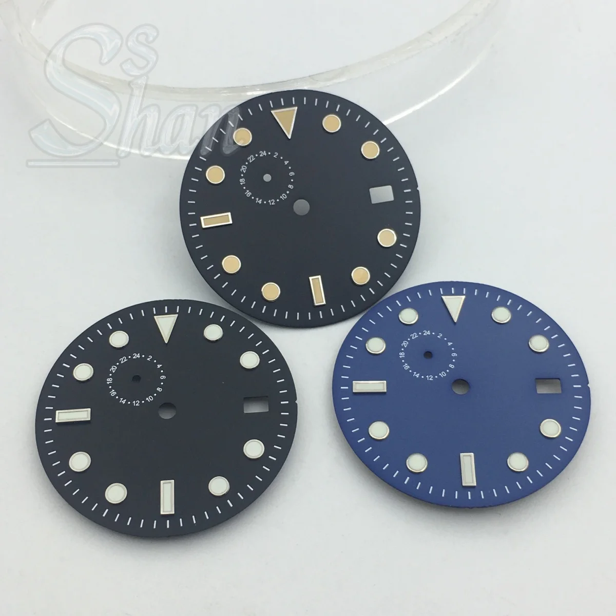 29 mm steriles Zifferblatt, schwarz, blau, grünes Zifferblatt, Silber, orange, Index, grün leuchtend, passend für NH37-Uhrwerk, modifizierte Uhrenteile