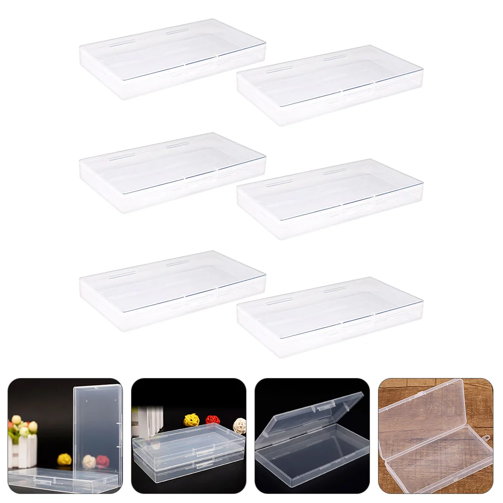 6 Pcs Stackable Storage Boxes with Lids Drawers Desktop Container Transparent Plastic Organizer