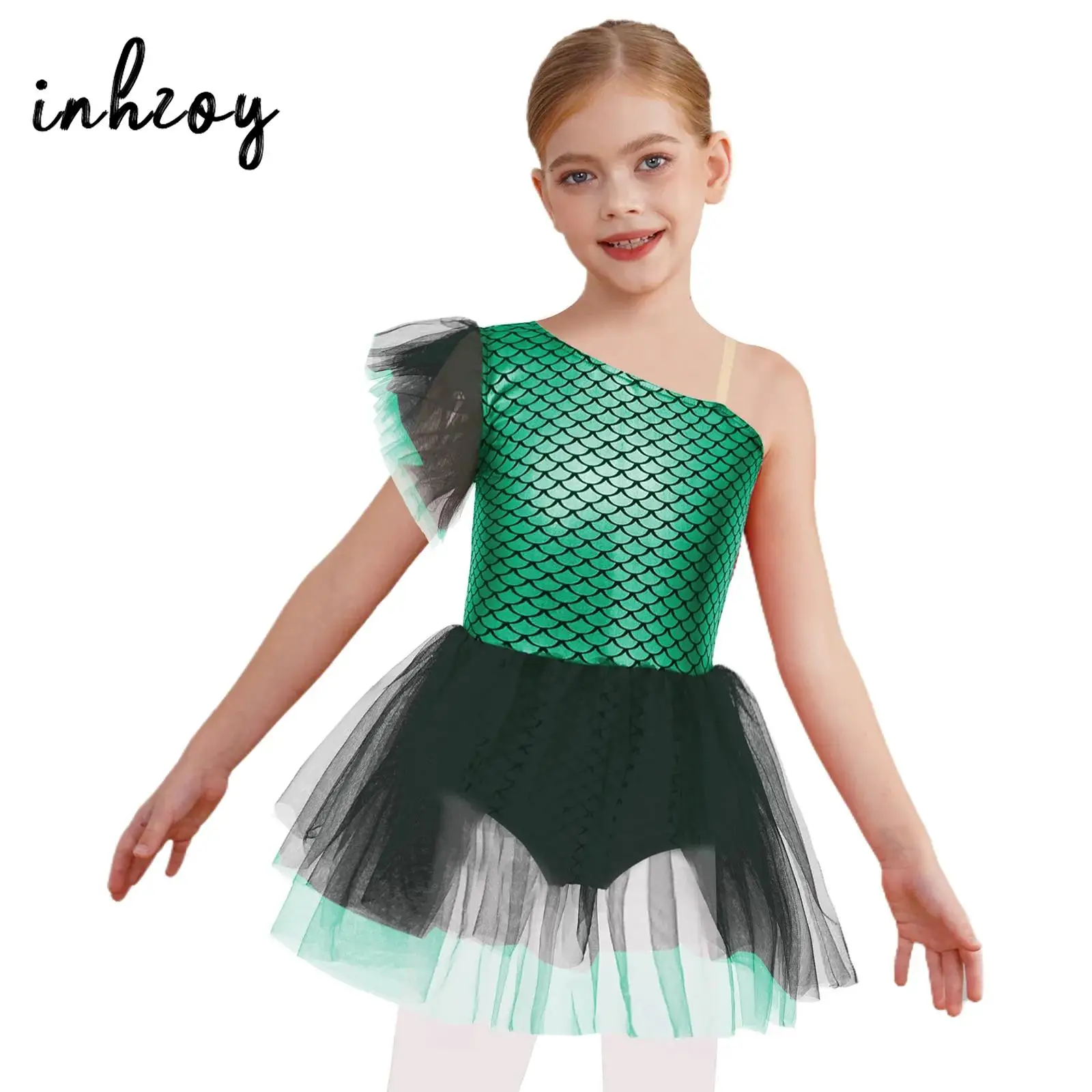 

Детское балетное гимнастическое трико для девочек, платье-русалка, костюм принцессы балерины на Хэллоуин, балетная тренировочная одежда без рукавов