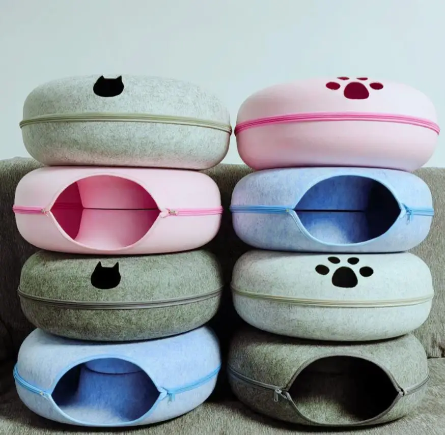 Felt Cat Litter Four Seasons Available Cat Litter Round Felt Pet Litter Maze Tunnel Litter Washable Felt Cat Litter Cat House