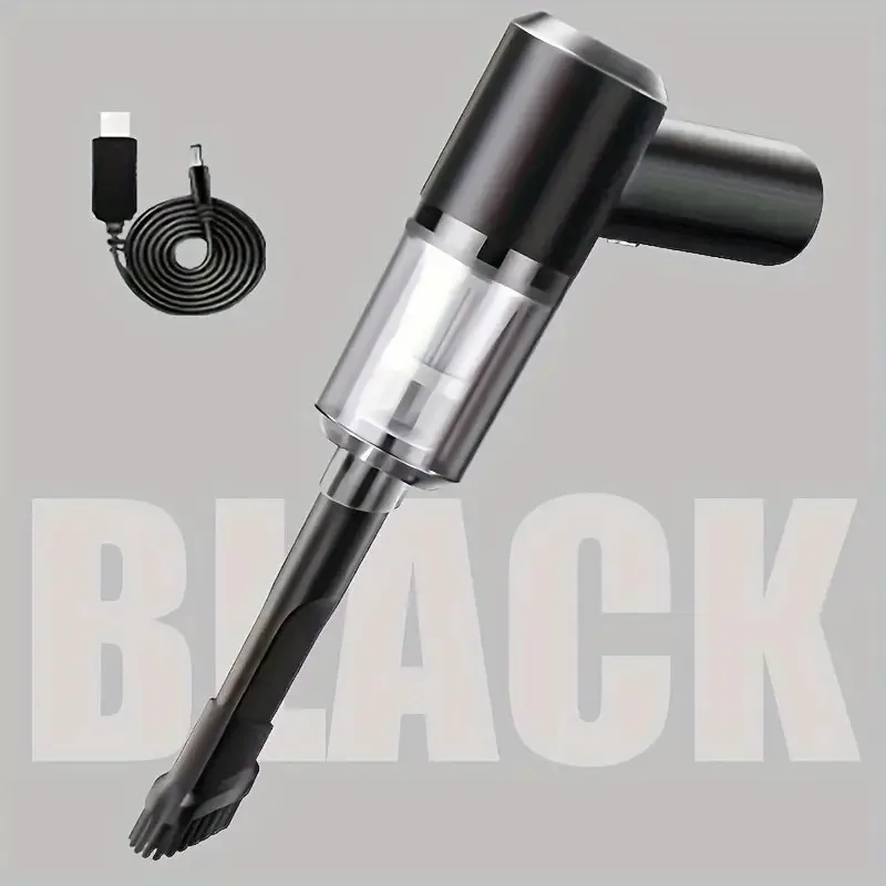 High-Power Cordless Car Vacuum Cleaner, 2000mAh USB Rechargeable, Wet/Dry Use, Dual Battery, 6KPa Strong Suction, Compact ABS Re