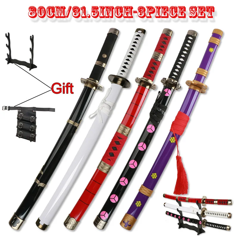 80 سنتيمتر 3 قطعة مجموعة أنيمي السيف وسيف الخيزران تأثيري الدعائم عيد الميلاد وهالوين هدية تشمل حامل وحزام