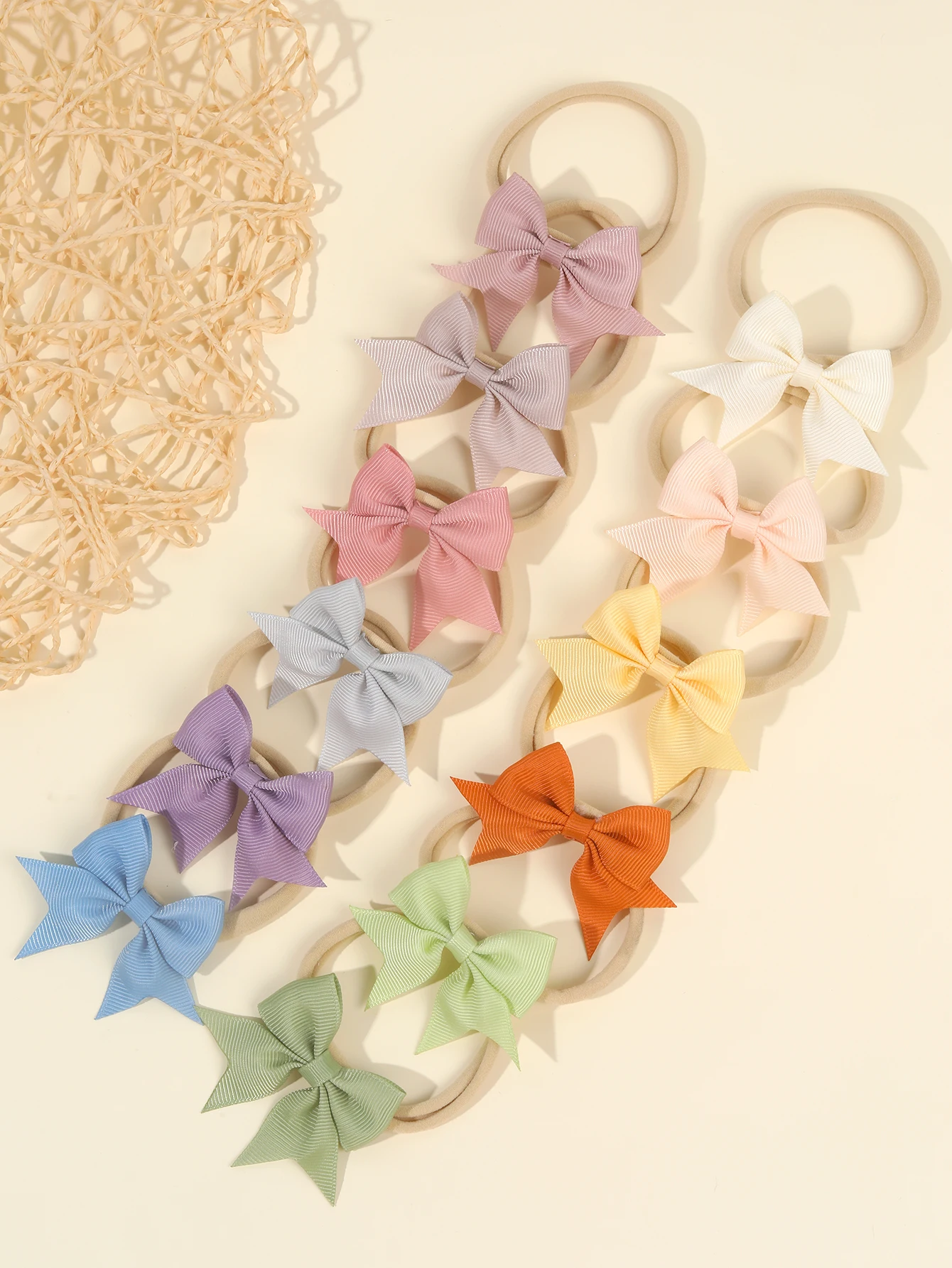 

12pcs Hair Bow Headbands for Toddlers Adorable Plain Bow Hairbands for Baby Newborn Infant Elastic Colorful Hair Bands