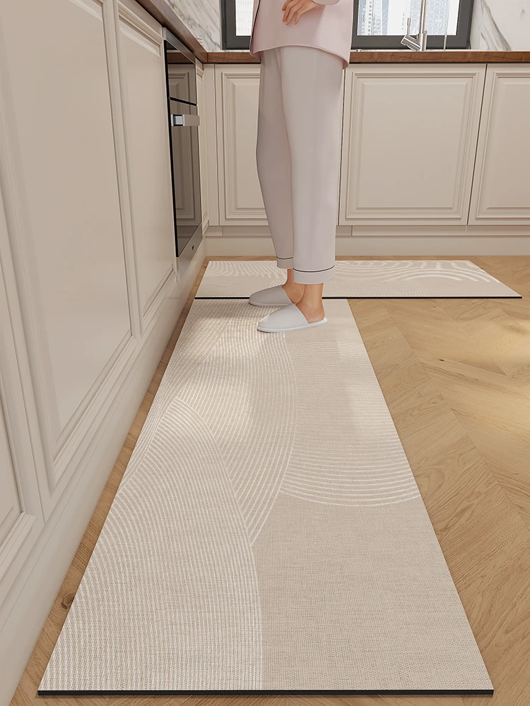 

Японский коврик в стиле ваби-саби для кухни, специальный, разрезной, противоскользящий, грязеотталкивающий, не требующий чистки, из ПВХ, с полосатым узором