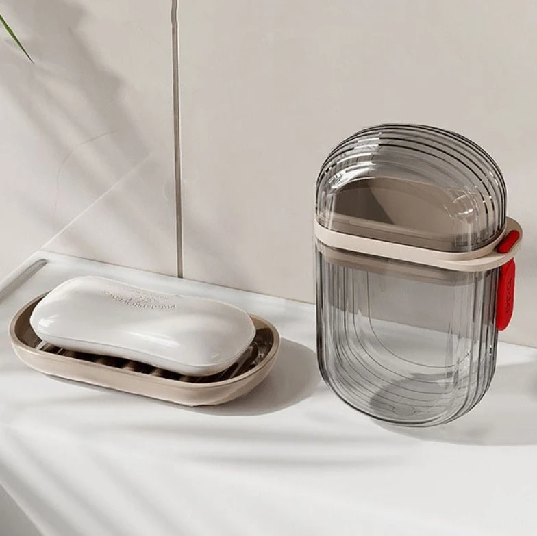 

Organizer Tray Portable Soap Dish Transparent with Lid Travel Soap Box Sealed Durable Soap Case Outdoor