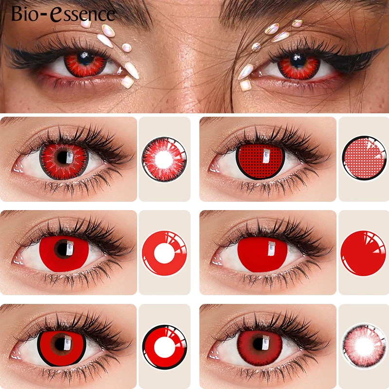 Bio-essence 1 paire de lentilles de Contact Sharingan pour les yeux lentilles Cosplay lentille Anime Uchiha Sasuke Kakashi lentilles accessoires Anime