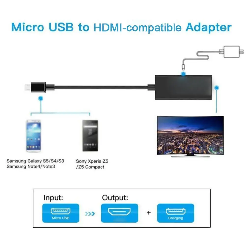 USB Male to HDMI Female Adapter Cable for Cellphone Tablet TV