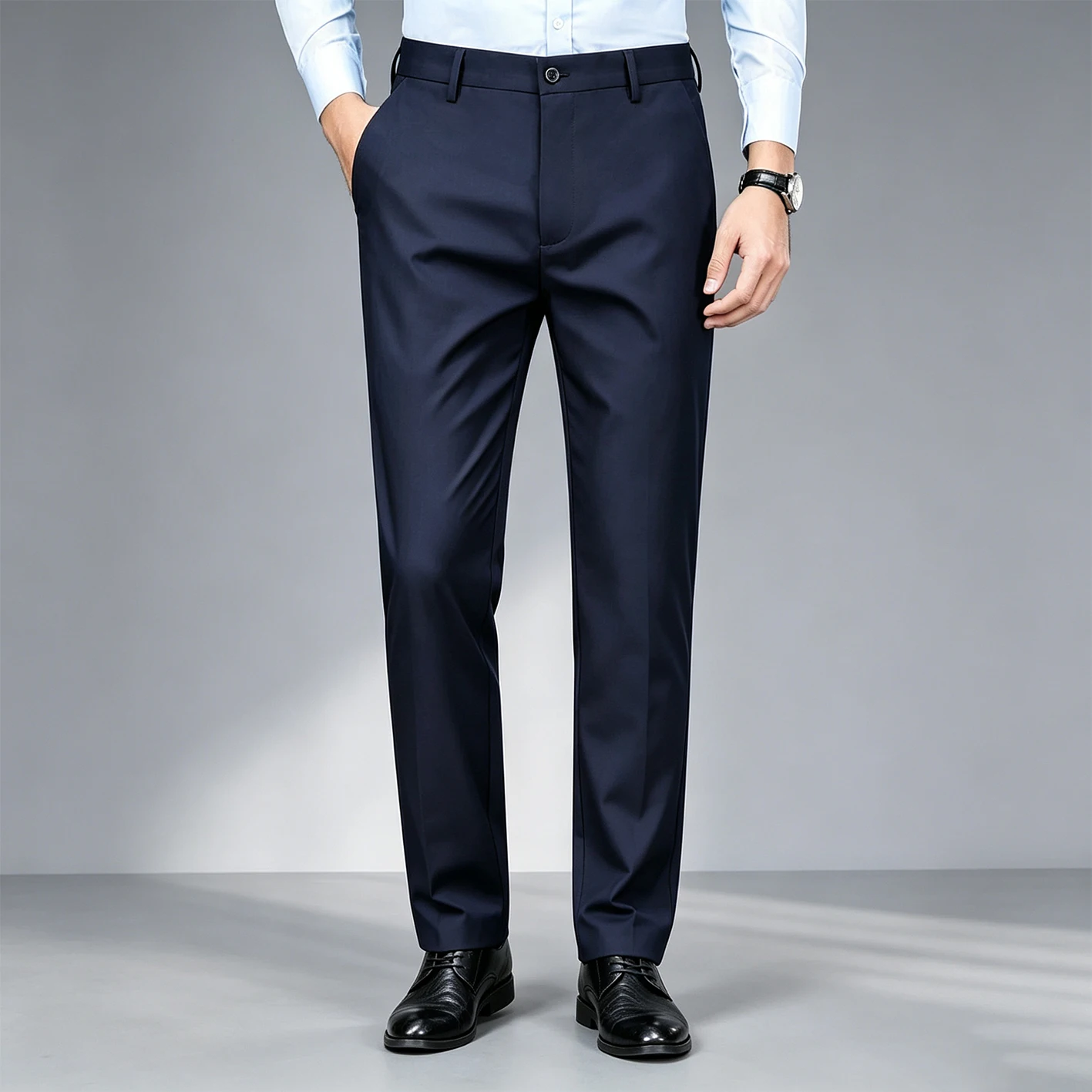 Autumn Winter Thick Men Dress Pants Elastic Straight Formal Suit Pants Business Casual Trousers For Male Anti-pilling Full Lengt