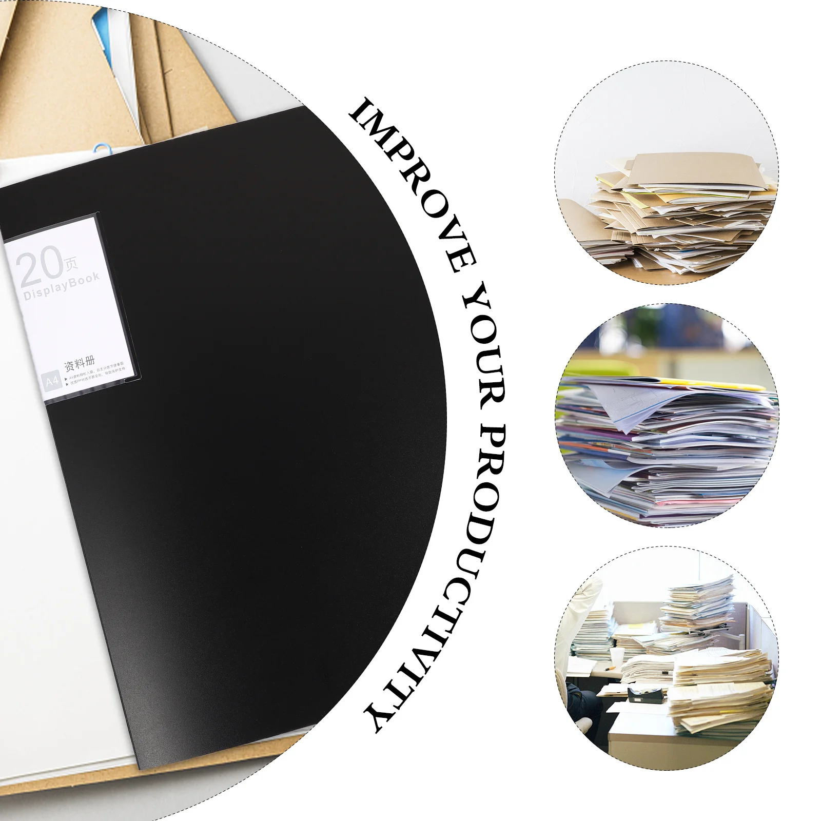 

Plastic A4 File Folder 20 Films Organizer for Paper Receipts Name Cards Vouchers Coupons Tickets Portable Lightweight Office