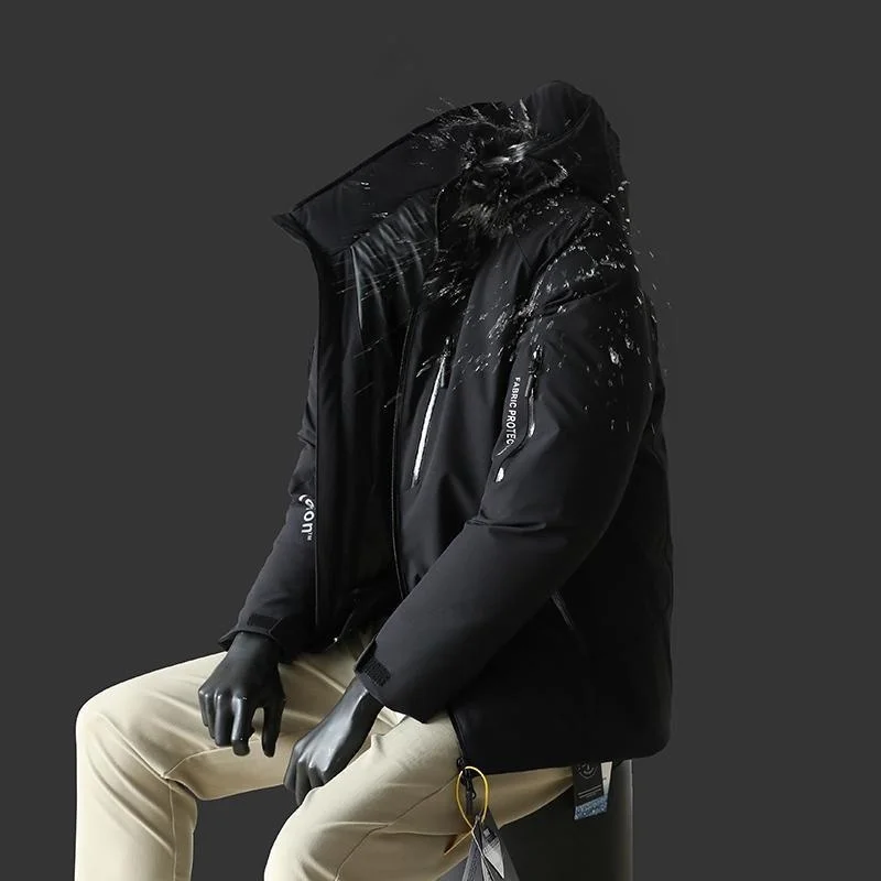 Moto 90% duvet d'oie blanche 800 bouffantes série extrêmement froide épais hiver hommes et femmes doudoune épaisse veste à capuche chaude