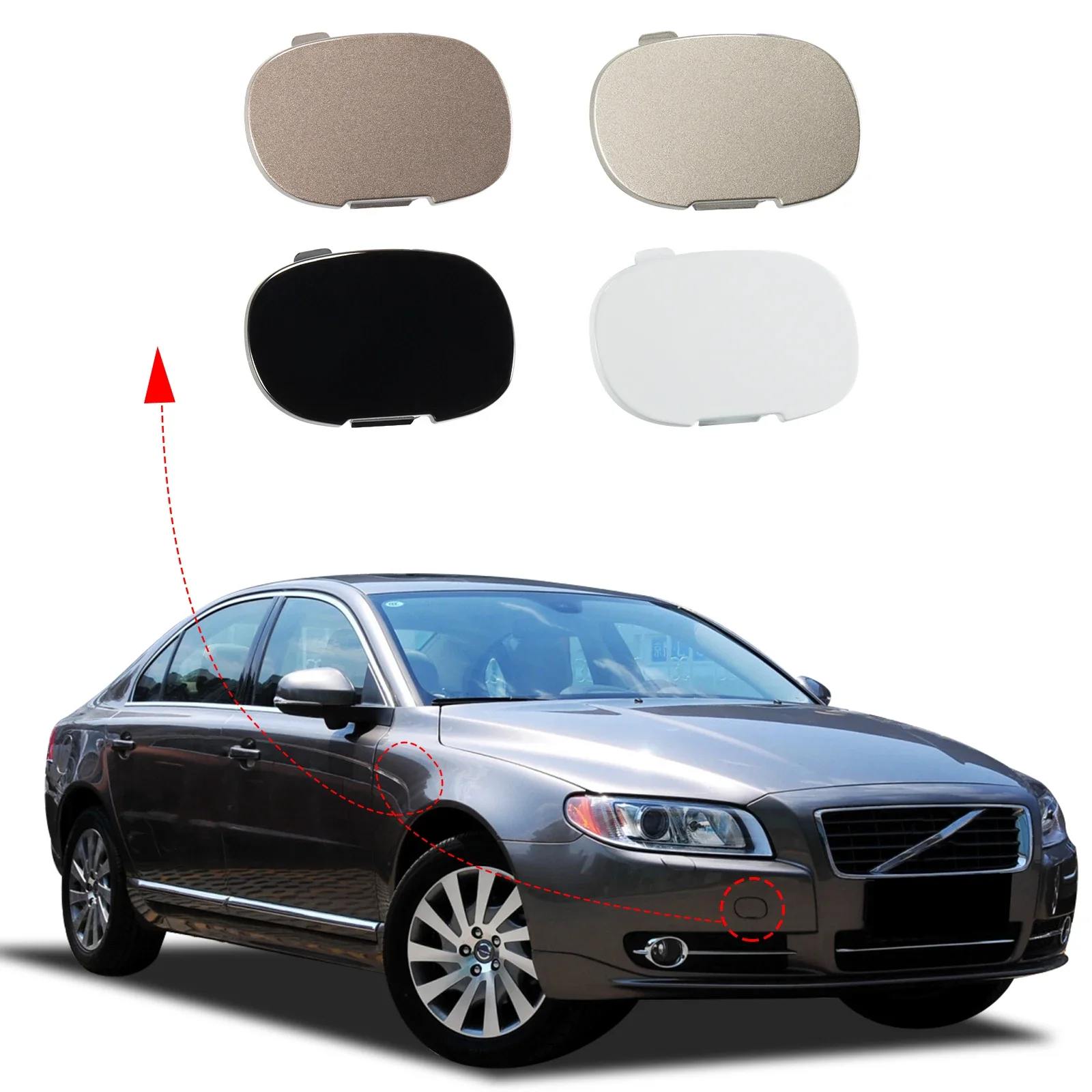

OLANGDA Front Bumper Tow Hook Cover Cap Towing Eye For Volvo S80 2007 2008 2009 2010 2011 2012 30655115 39870061