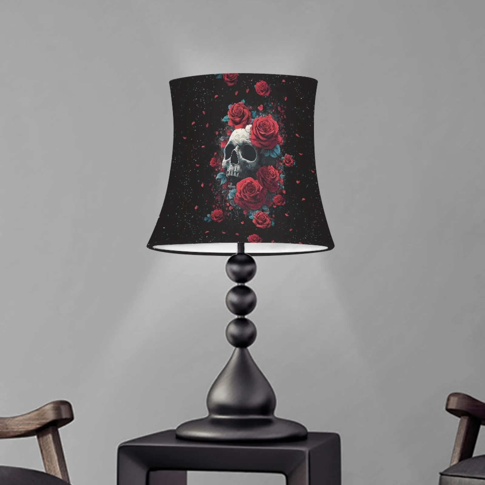 

2025 Rose Skull Print Lampshade Covers for Table Lamp Floor Lamps Chandelier Wall Candle Lamp Cover European Light Shade Custom