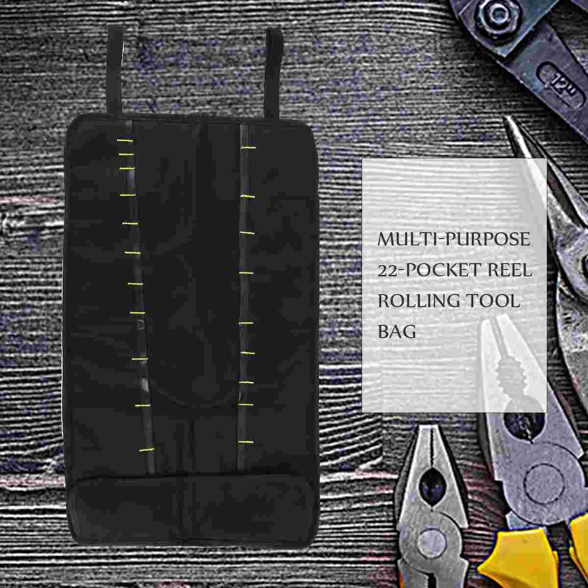 

Zippered Tote Bag Tool Bags Portable Plier Screwdriver Spanner Carry Case 22-Pocket Rolling Mechanical Pouch Men's Man