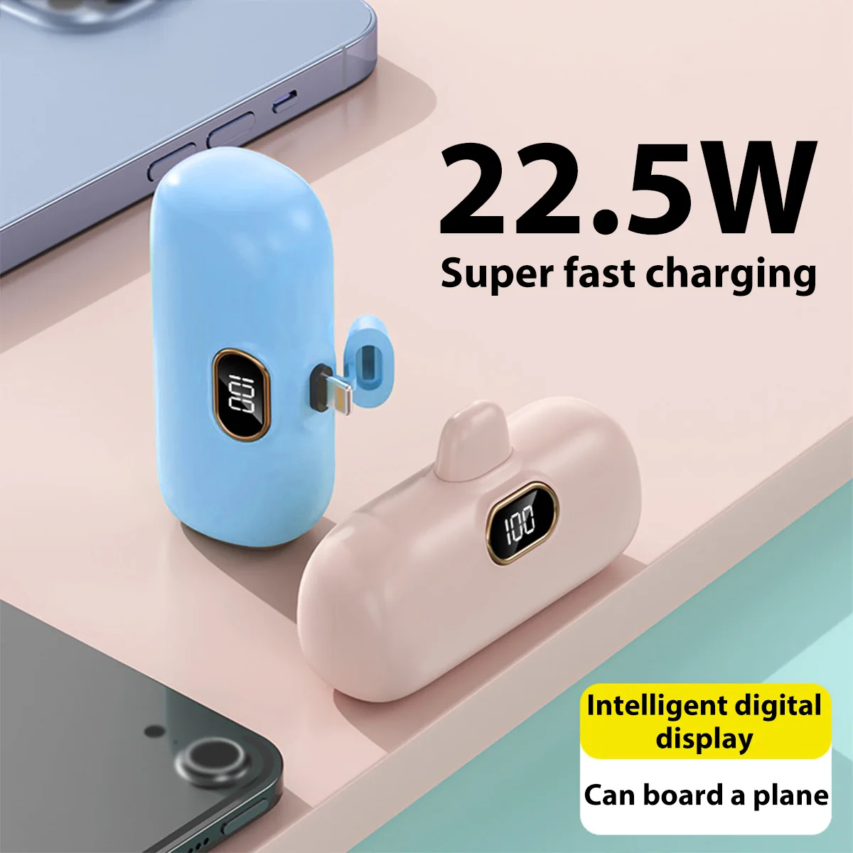 3500mAh Mini Power Bank Digital Display 22.5W Fast Charging Powerbank Portable Battery Charger For Huawei Samsung iPhone Xiaomi