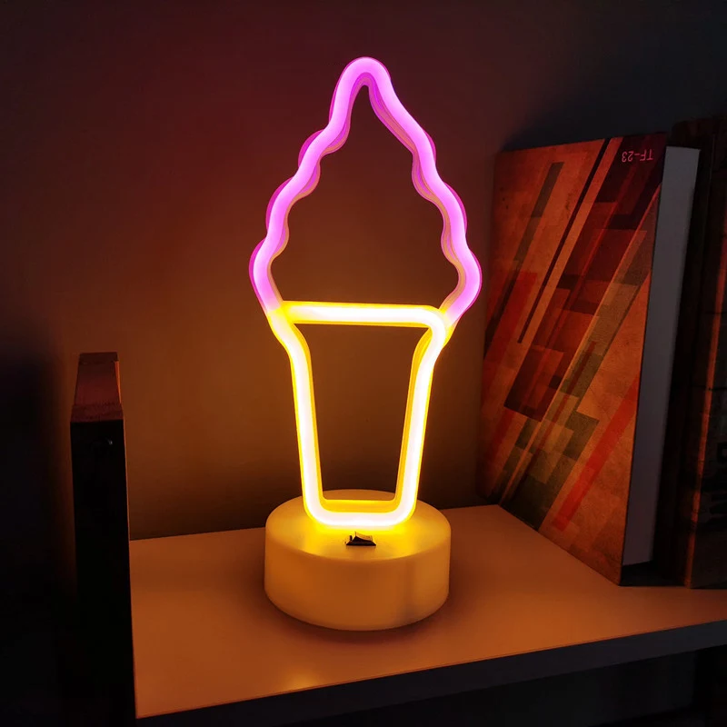 Neon Sign Lights with Base, Battery or USB Operated LED Table Lamp, for Bedroom Kids Gift Party Holiday Christmas Home Decor