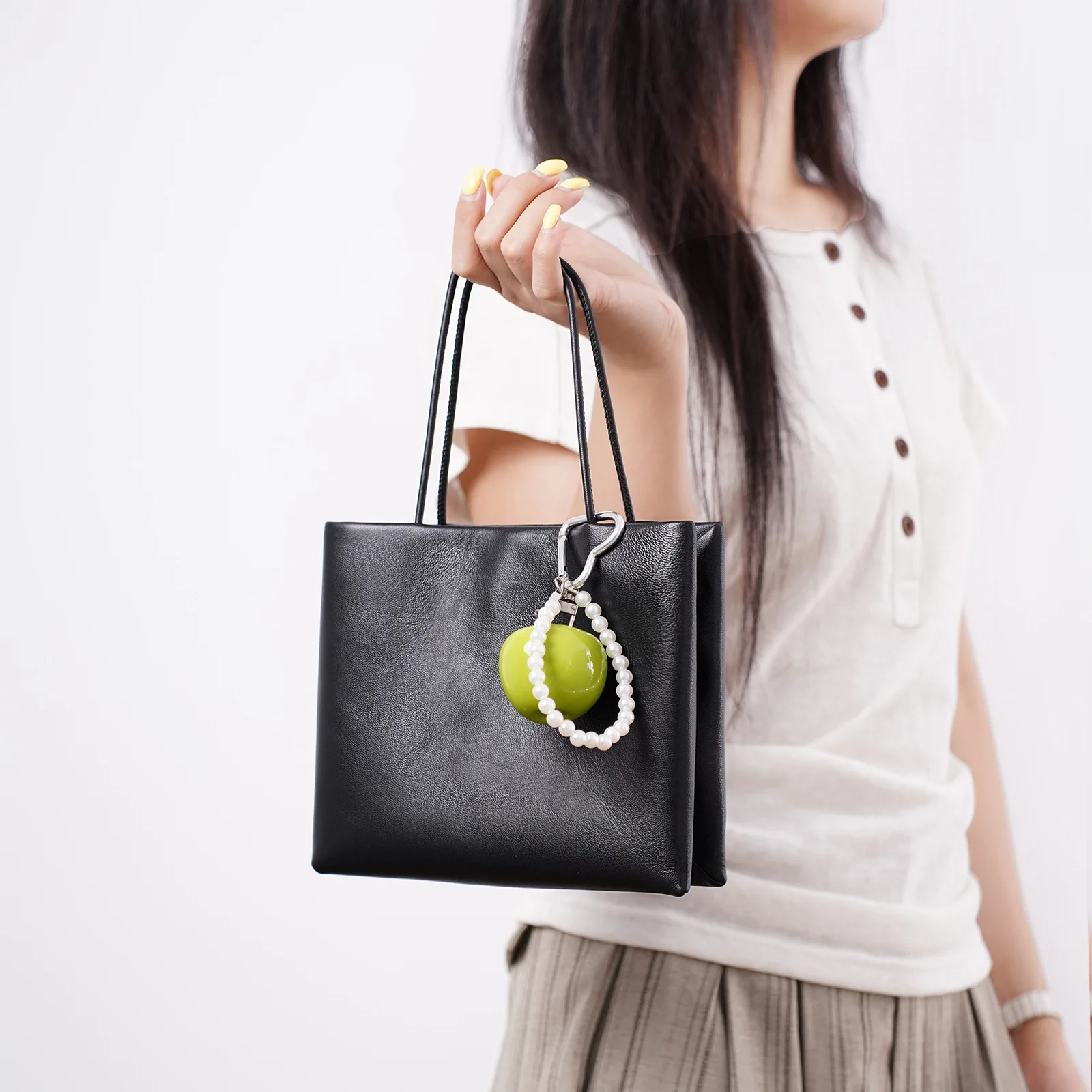 Senior Sense Accordion-style Handbag Niche Fashion Lambskin Small Square Bag Simple Exquisite Versatile Women Tote Bag W5317