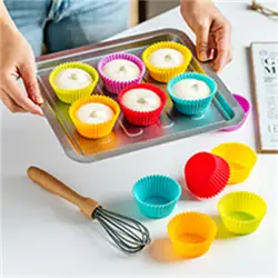 12pcs/Set Silicone Cake Mold Round Shaped DIY Cake Decorating Tools Muffin Cupcake Baking Molds Kitchen Cooking Bakeware Maker