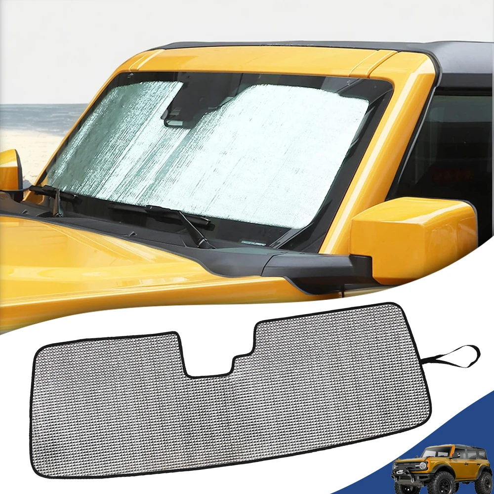 

Car Front Windshield Sunshade Cover for Ford Bronco 2021-2024 Visor Window Sun Solar UV Ray Protector Cover Interior Accessories