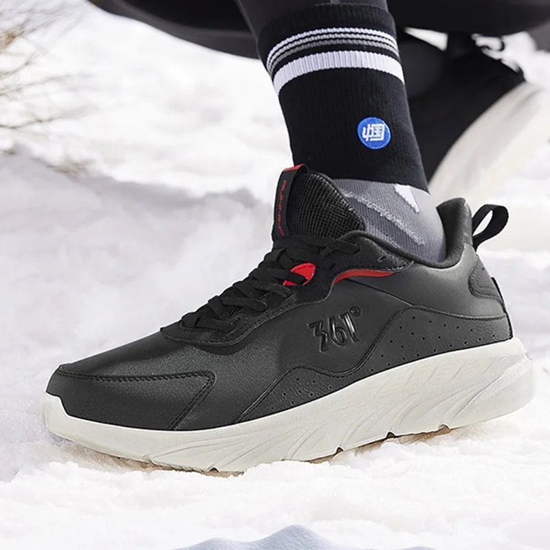 361 Degrees NEW Winter Men Running Shoes Windproof Keep Warm Plus Velvet Thickened Sports Shoes Cotton Male Sneakers 672242207B