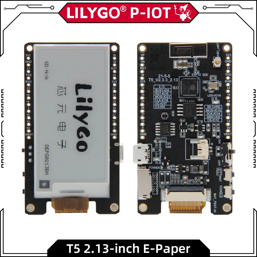 LILYGO® TTGO T5 V2.3.1 ESP32 2.13-Cal sterownik płyty rozwojowej z ekranem E-Paper depg0213 bn/GDEM0213B74 niska wyświetlacz mocy
