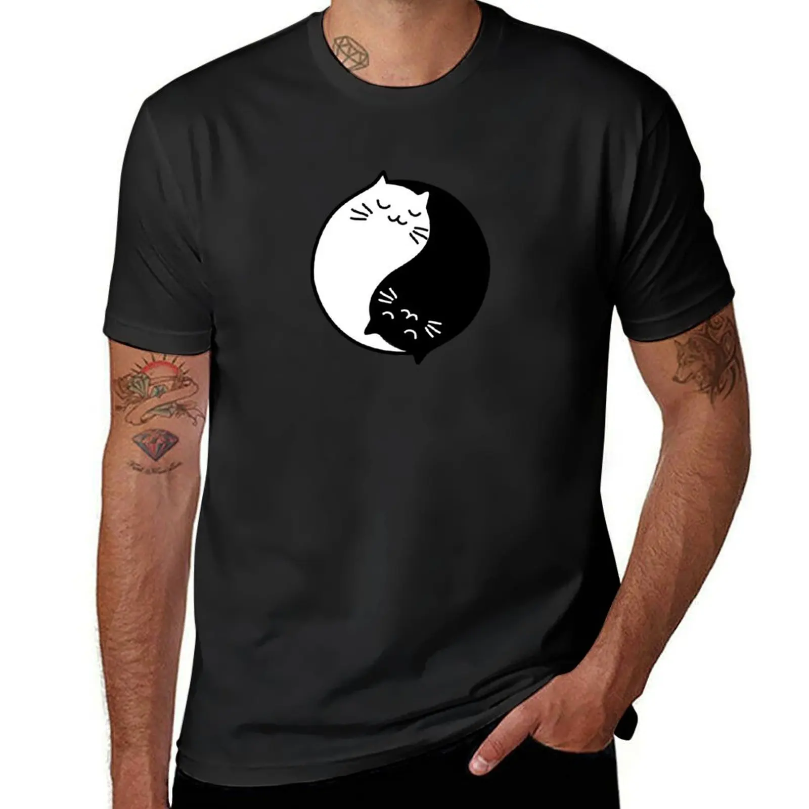 

Cute yin yang cats T-Shirt plus size clothes tees plus sizes gifts for boyfriend Short sleeve tee men