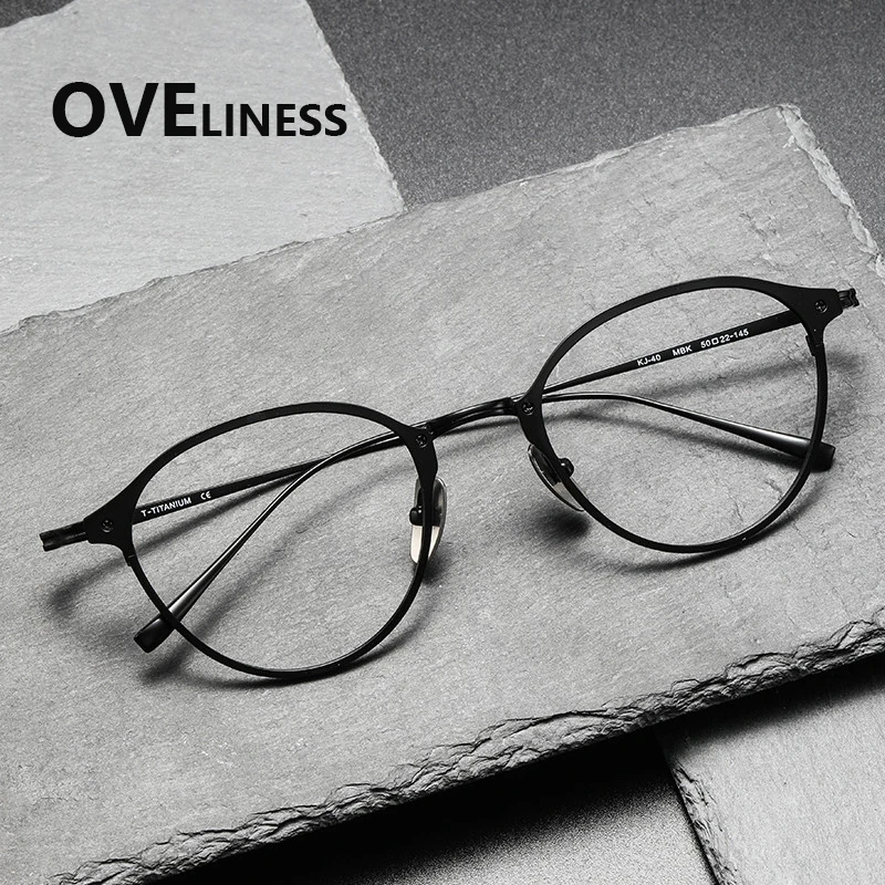 

Pure titanium Glasses Frame for Men Retro Round full Eyeglasses frames Women 2025 Vintage full Metal Eyewear male Spectacles