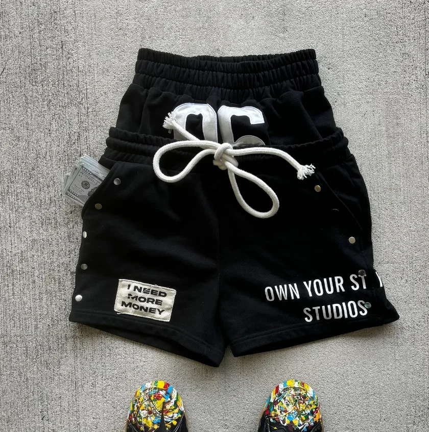 Fashionable Street Style Double Waisted Loose Sports Shorts American Retro Shorts Harajuku Style Hip Hop Y2k Shorts Streetwear