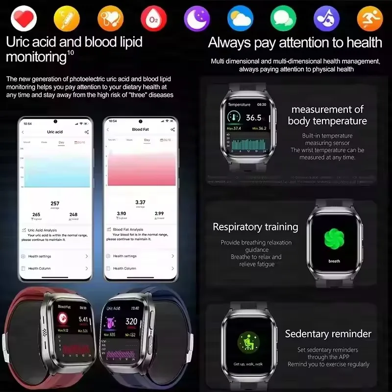 Новинка для HUAWEI ECG Air Bag Смарт-часы Мужчины Кровь Жир Артериальное давление Голосовое вещание NFC HD BT Вызов Здоровье Смарт-часы для женщин