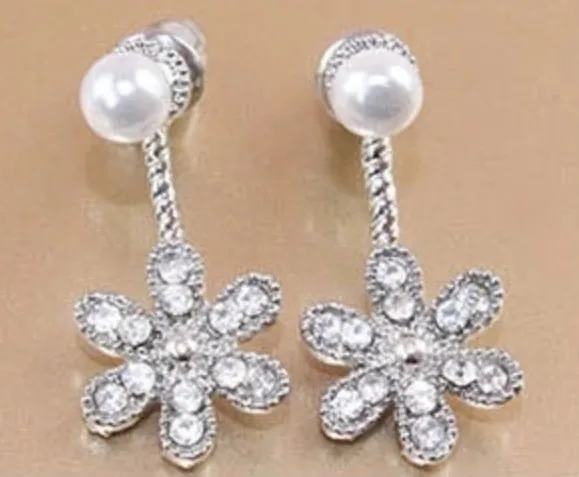 2026 Korea Hottest Fashion Women's Front & Back Post-hanging Earrings Six Leaf Flower Crystal Stud Earrings For Women Jewelry