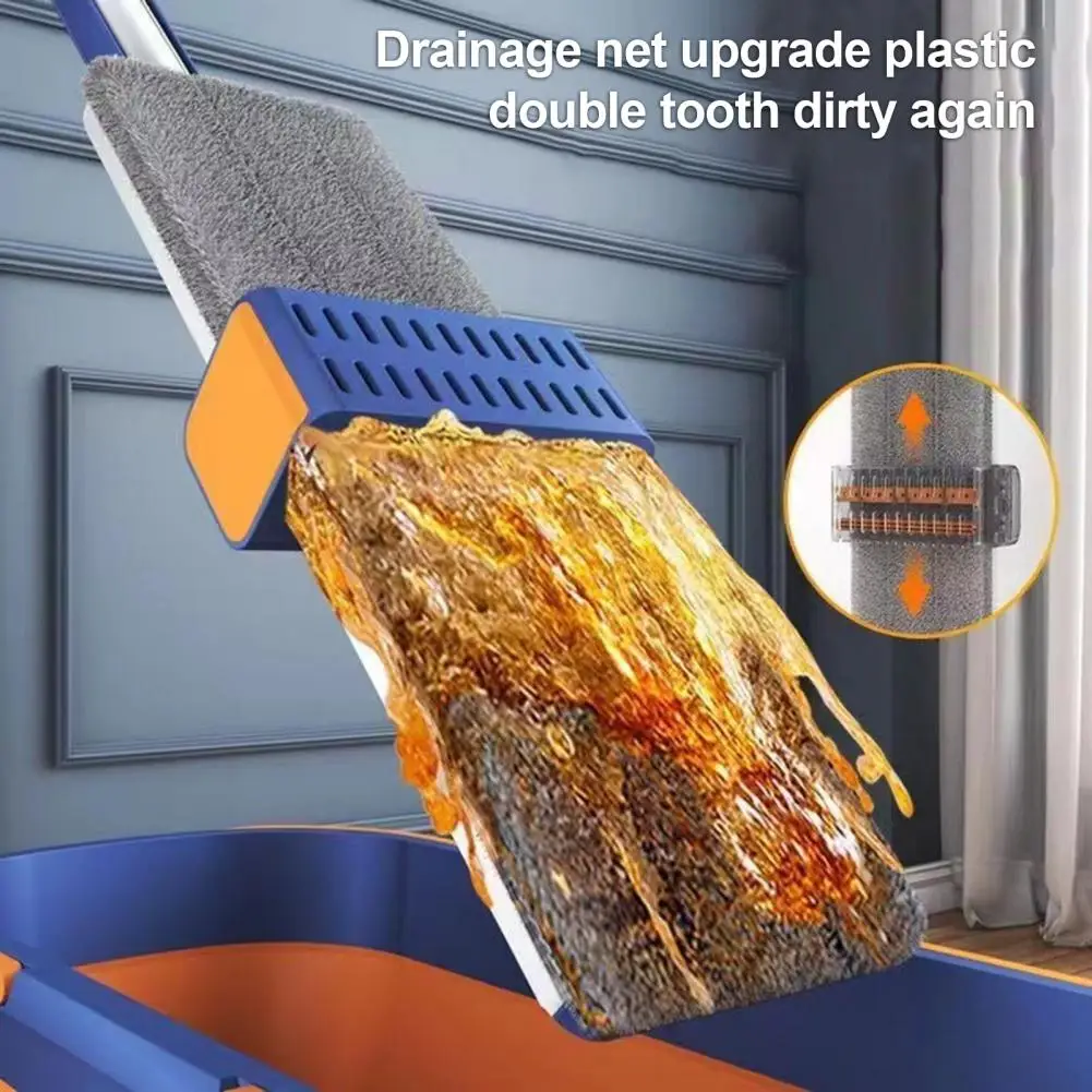 

Kit with Drain Scraper 360° Rotating Flat Mop Kit with Stainless Steel Handle Hand-free System for Wet Dry Use Streamlined Mop