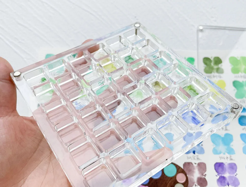 Acrylic Watercolor Paint Empty Box 16/36 Grid Transparent Palette Dustproof Magnetic Suction Stackable Portable Box Art Supplies