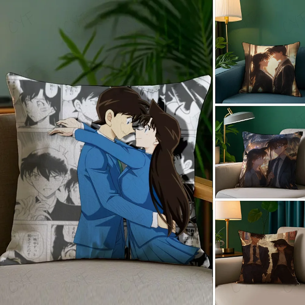 Animation D-Detective C-Conan Pillow Case Pillowcase Anti-dustmite Pillow Invisible zipper silky short plush Sofa cushion cover