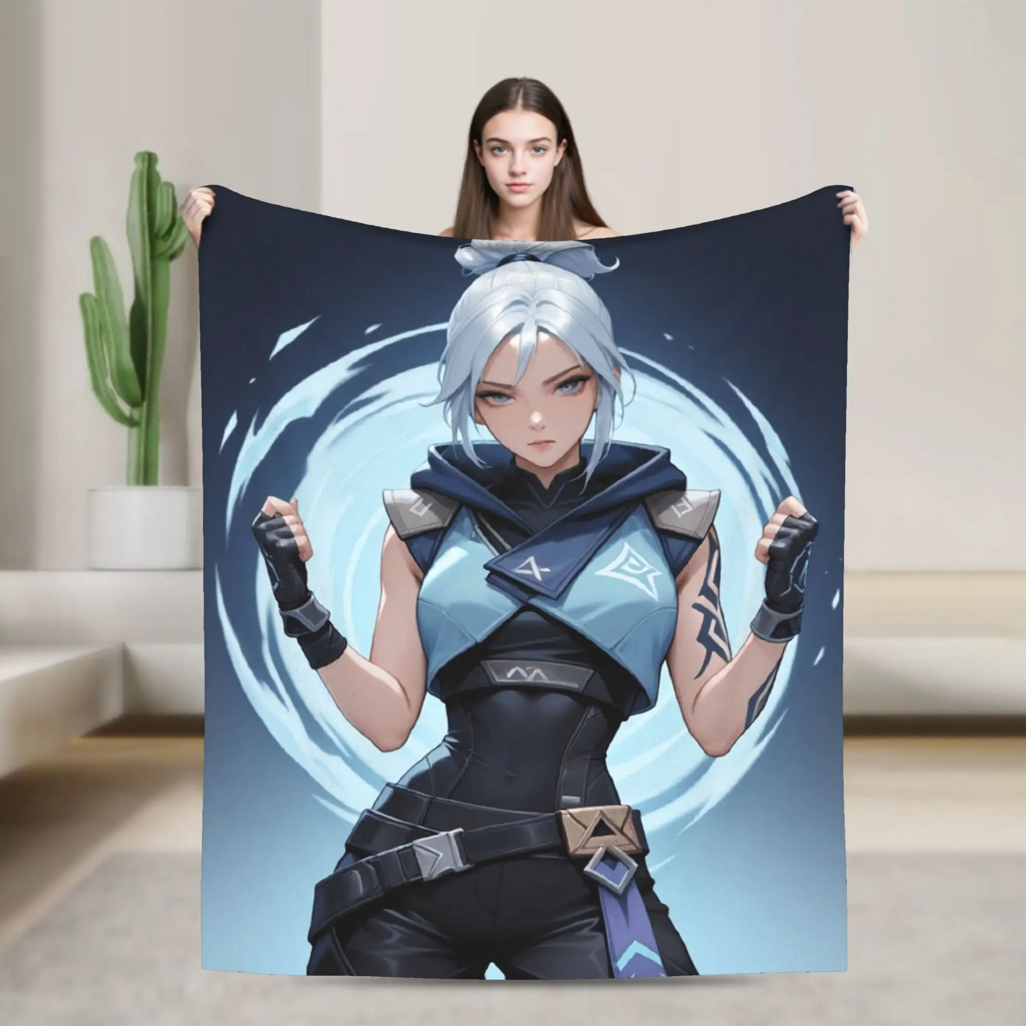 

Valorant Jett Plush Blanket Kids Adult Flannel Throw Blanket For Bedroom Soft Warm Customized Quality Bedspread Present