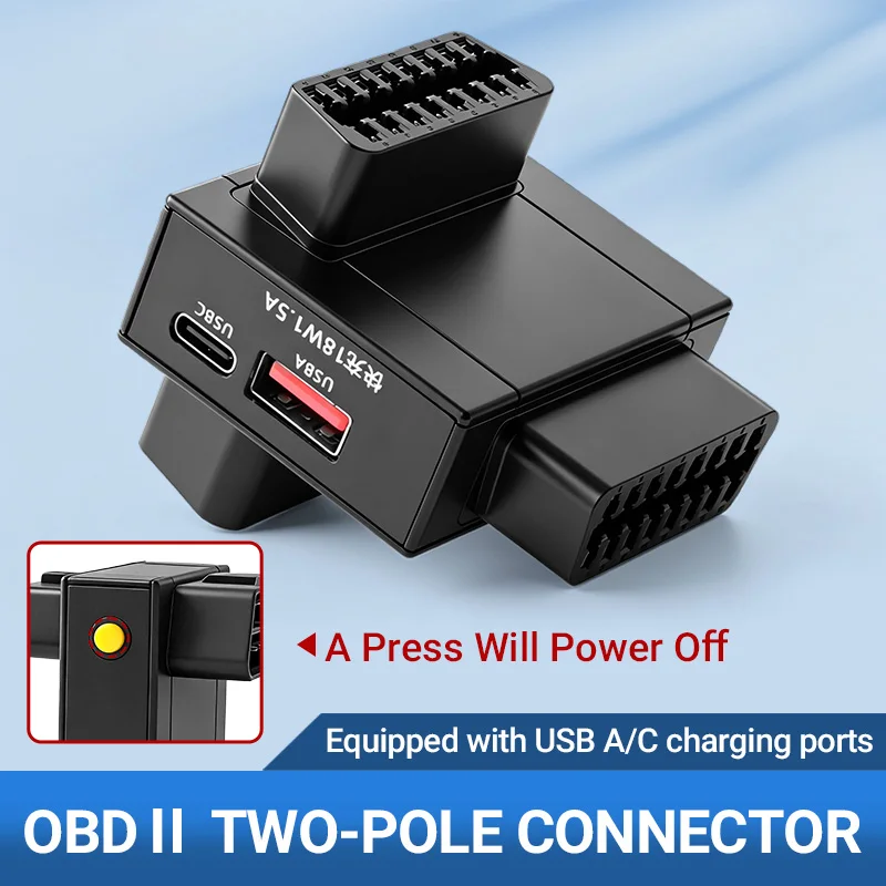 OBD2 Two-way Adapter Cable for Extending The OBD Connection in The Car, 16-pin Core Splitter, One-way Three-way Connector