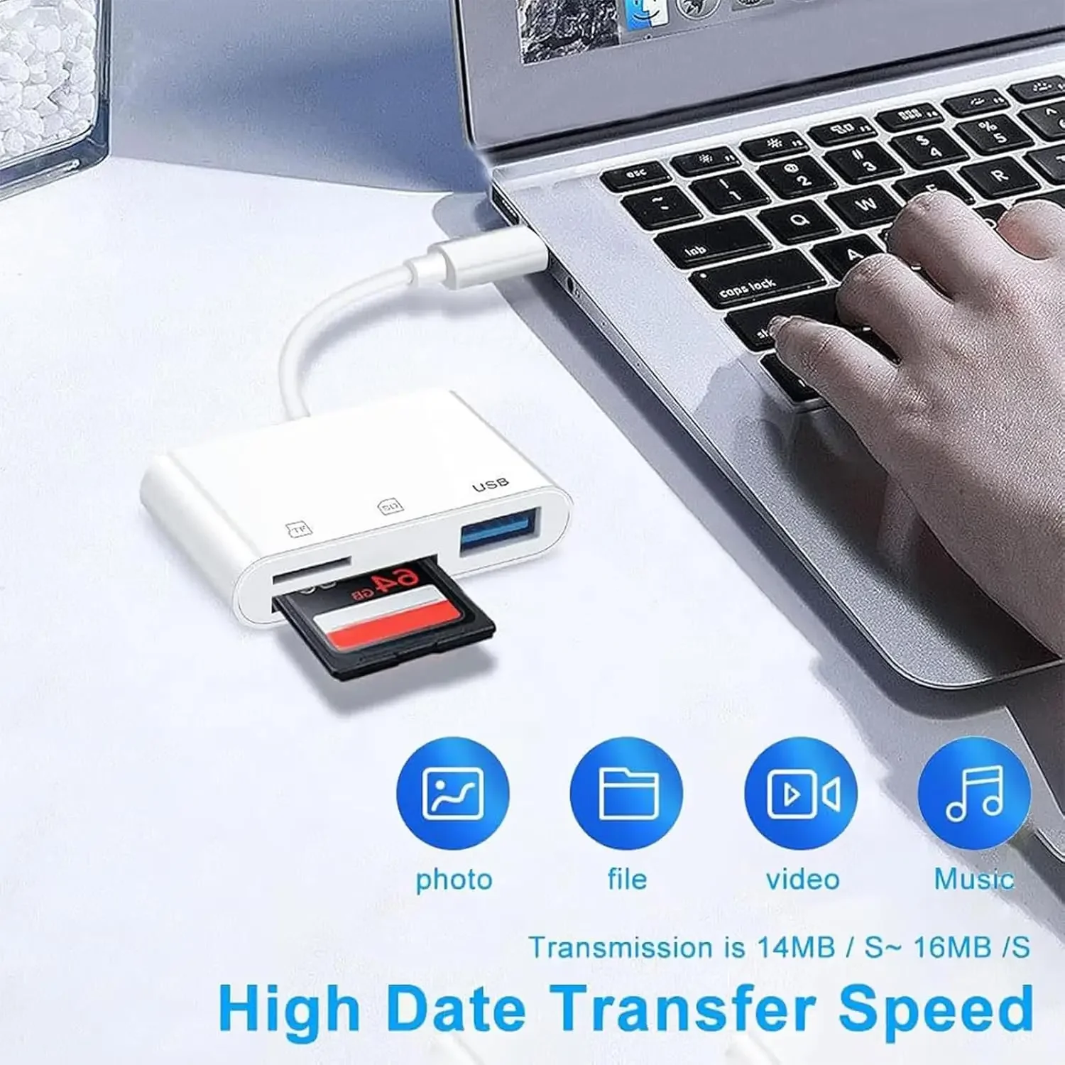 HUB three-in-one card reader, USB C adapter C to Micro suitable for storage card reader, office game smartphone computer noteboo