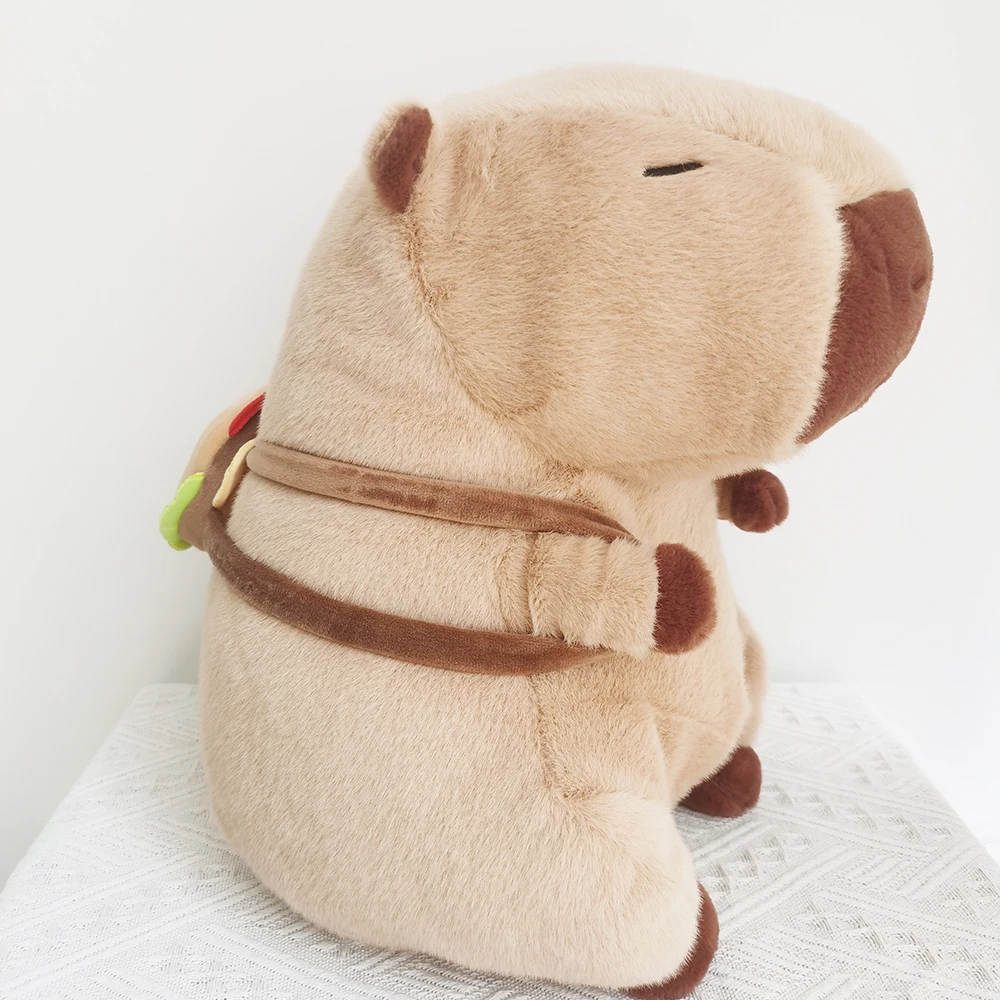 New Cute Hamburger Capybara Plush Stuffed Toy Simulation Hamburger Backpack Capybara Soft Children's Toy Birthday Gifts