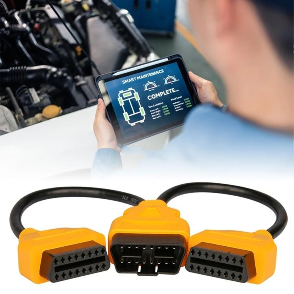 16 Pin OBD Extend 1 To 2 Converter Adapter Wire OBD2 Splitter Cable Multi-Function Connection Extension Cable Car Extension Cord