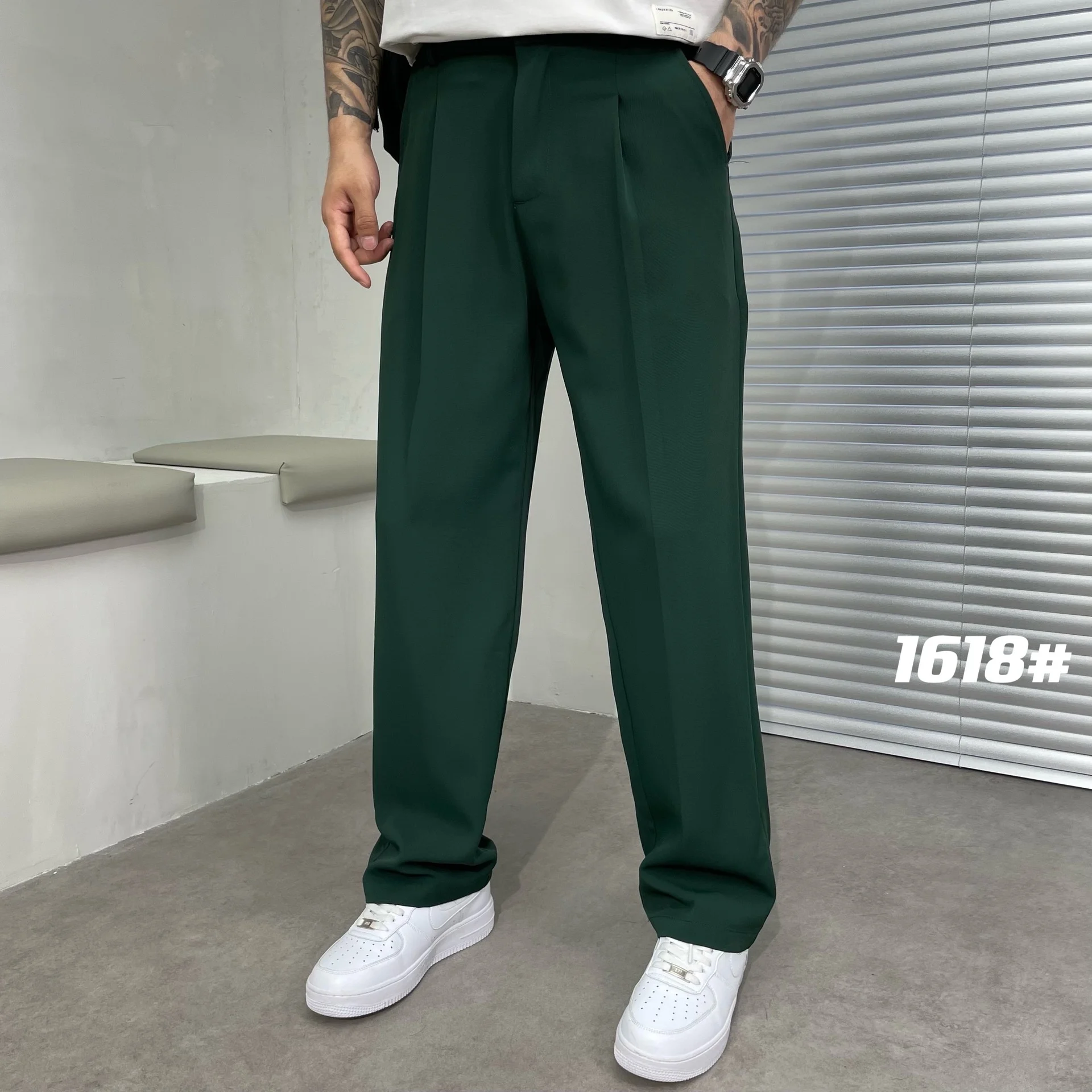 Ice Silk Loose Straight Suit Pants For Men Summer Sold Color Stretch Business Casual Suit Classic Korea Styles Thin Trousers