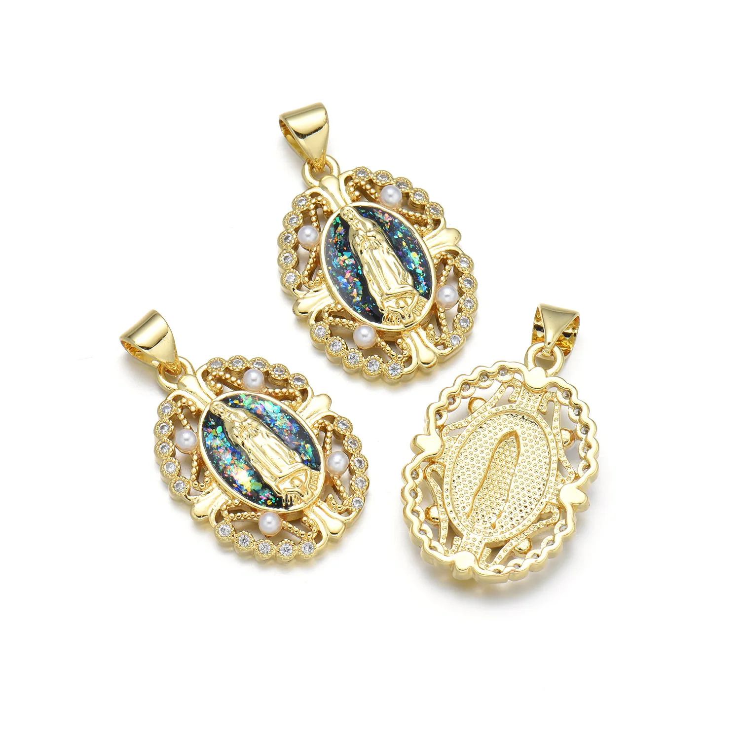 5 Pieces European and American Aobao Virgin Portrait Pendant Accessories DIY Pearl Necklace Jewelry Making Materials Wholesale