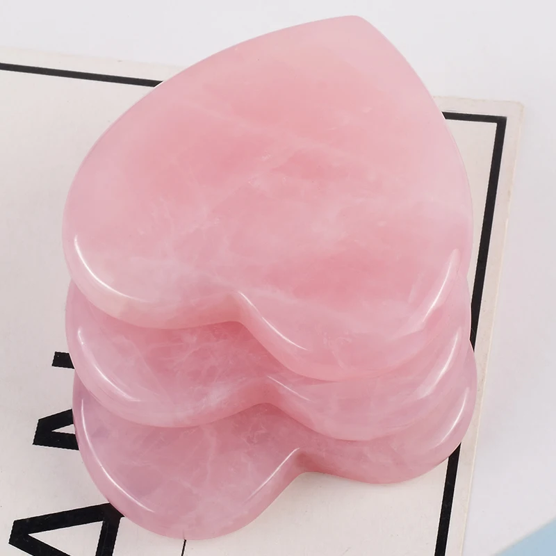 Rose Quartz Heart Shape Face Care Gua Sha Tool Beauty Health Product Crystal Scraper Massager Neck Skin Safety Scrape Massage
