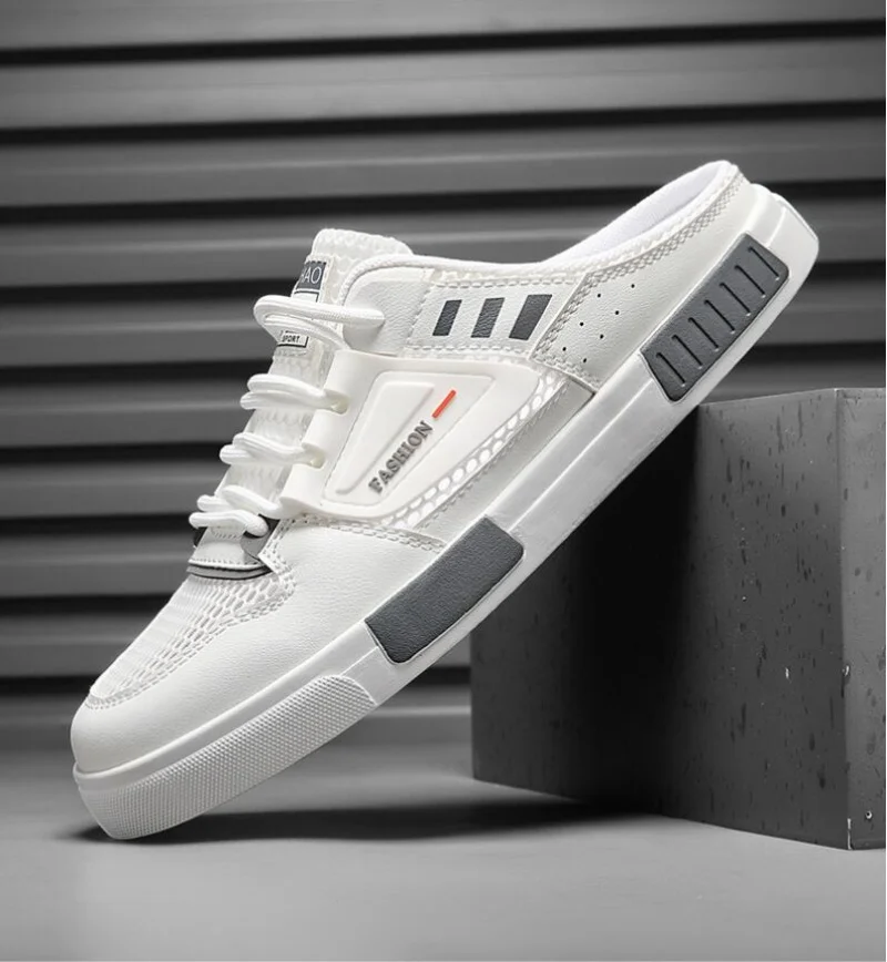 2025 النعال للرجال حجم كبير الرجال أحذية رياضية الصيف شبكة تنفس في الهواء الطلق أحذية الشاطئ عادية للرجال موضة نصف النعال