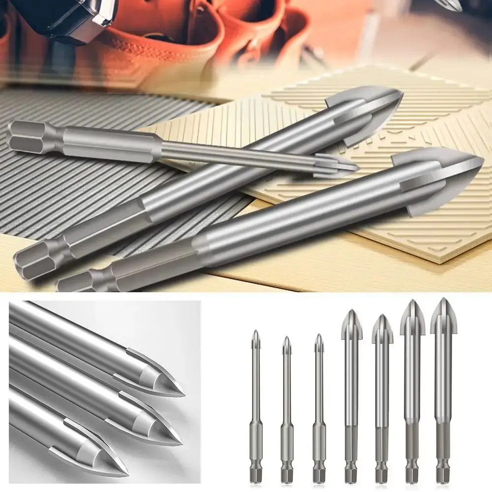 Four Sides Tile Drill Bits Set Hard Anti-slip Wood Metal Hole Opener 3-12mm Waterproof Triangle Bit Tool Kit