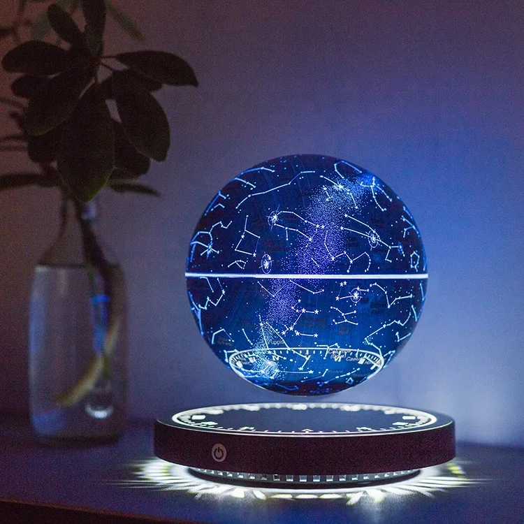 

2022 New 14cm Ins 7 Colors RGB Starry Night Light Galaxy LED Magnetic Levitating Floating Starry Moon Lamp For Birthday Gifts