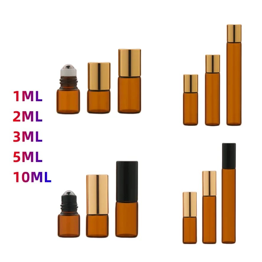 

Essential Oil Bottle Essence Ball Separate Cosmetics Brown Glass Amber Roller Empty Perfume Refillable Liquid Container Makeup