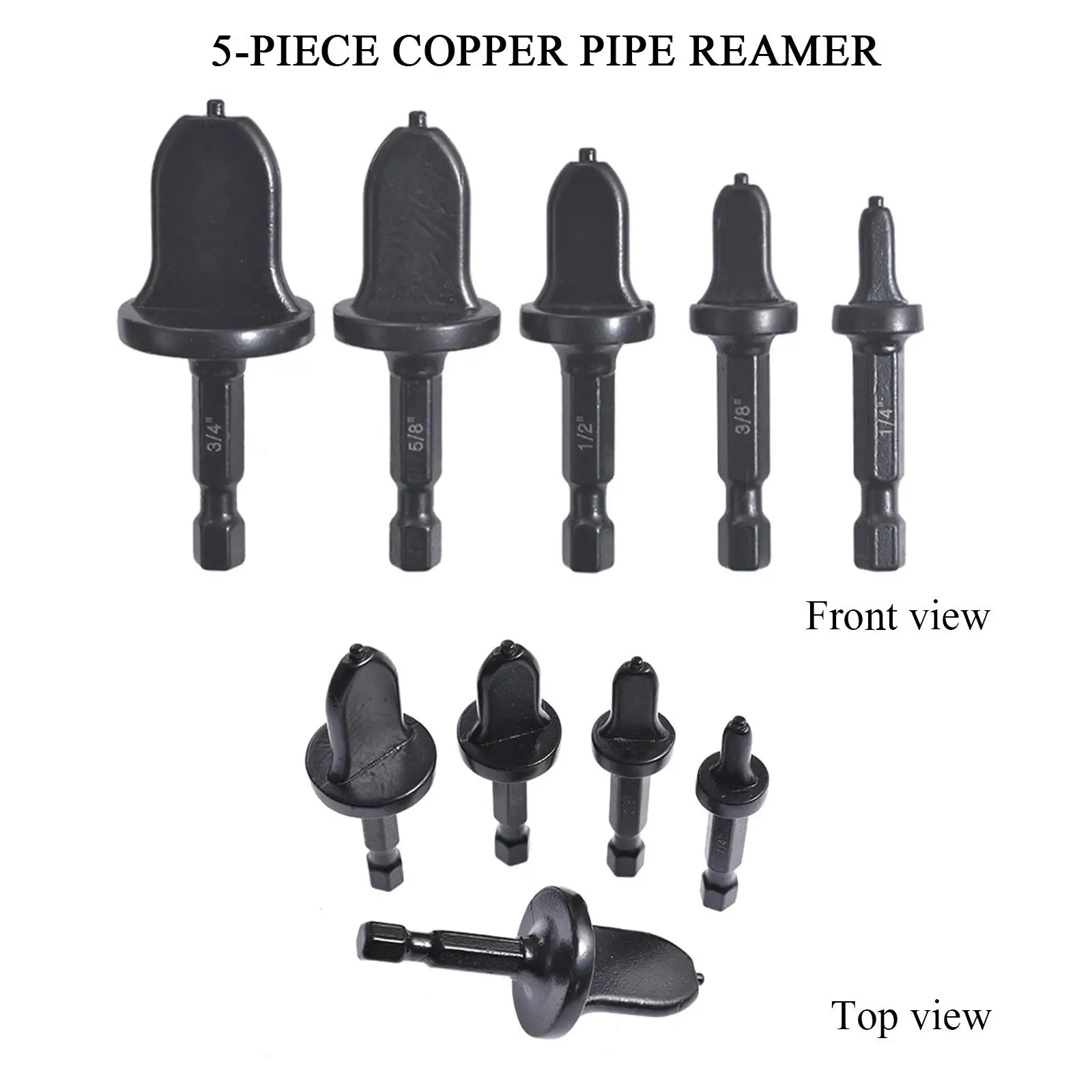 5pcs Pipe Expander Tool Set Copper Pipe Reamer Hexagonal Handle Air-conditioning Pipe Expander 1/4” 3/8” 1/2” 5/8” 3/4”