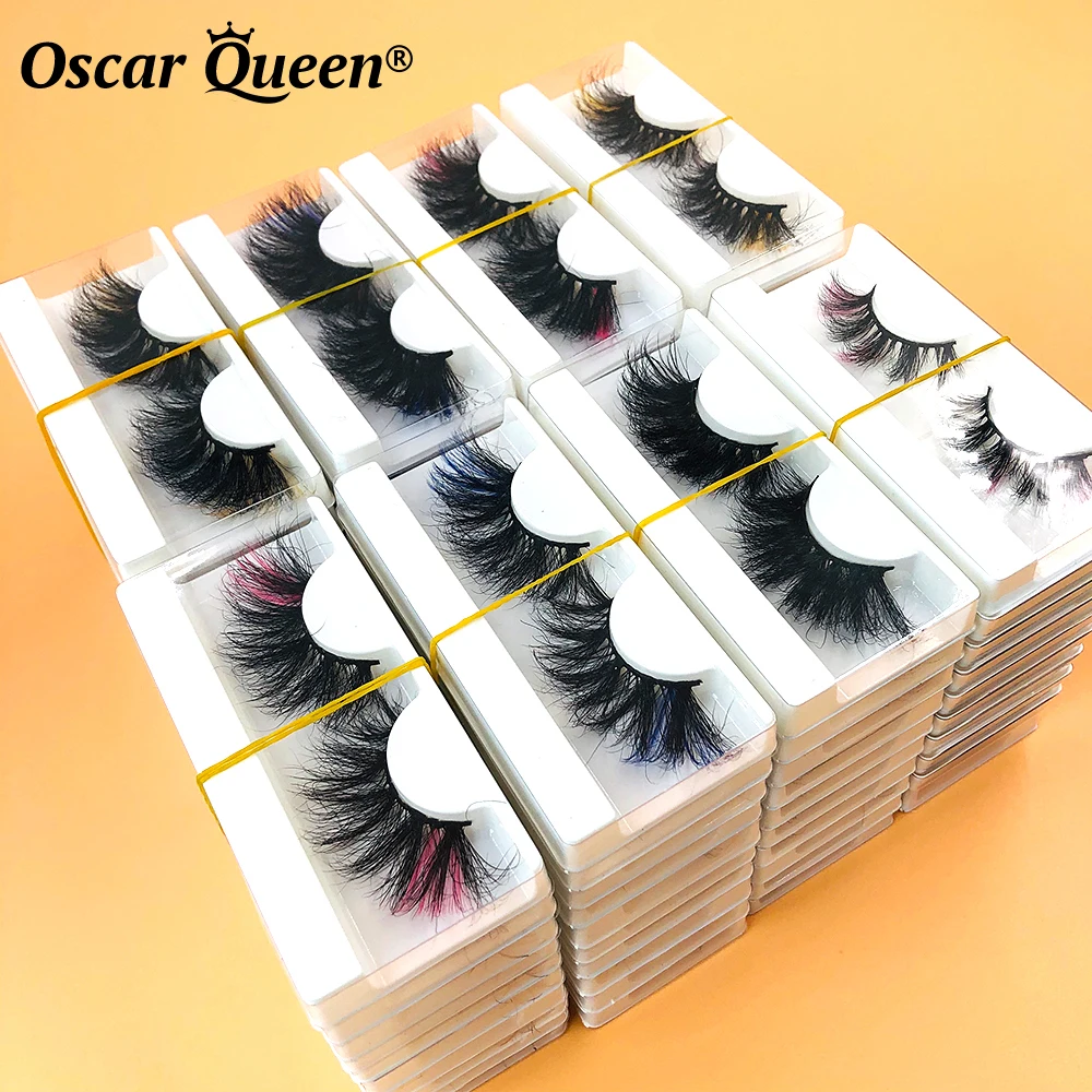 Colorful Fluffy Faux Mink Lashes For Cosplay Dramatic Handmade Thick Long Colored False Eyelashes Wholesale Makeup Fast Shipping